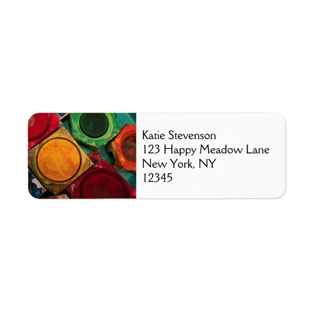 Étiquette Palette de boîte à peinture aquarelle pour artiste (Devant)