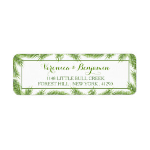 Étiquette Palm Feuilles Tropical Beach Mariage