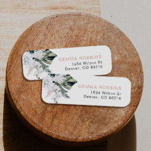 Étiquette Palm Pampas Tropical Rose Blush Adresse de retour