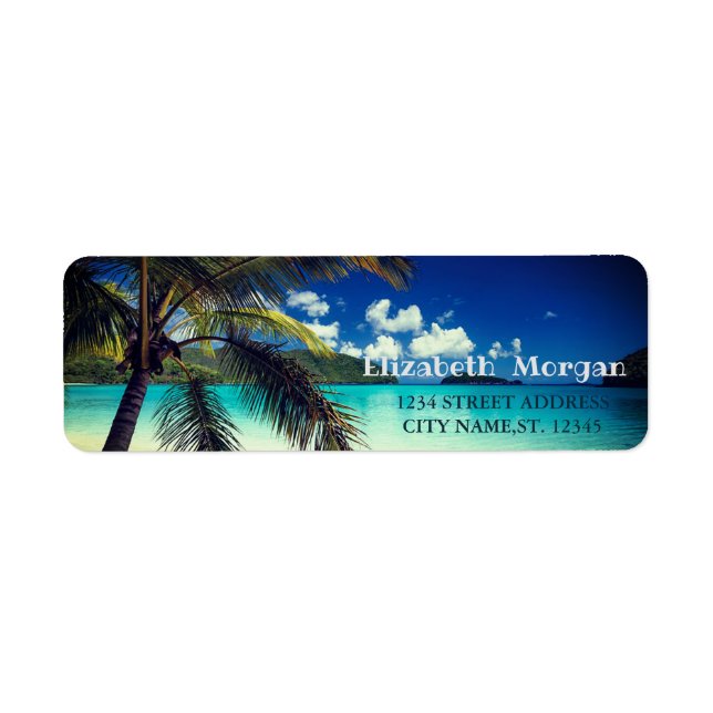 Étiquette Palme de Plage Tropicale Etiquette (Devant)