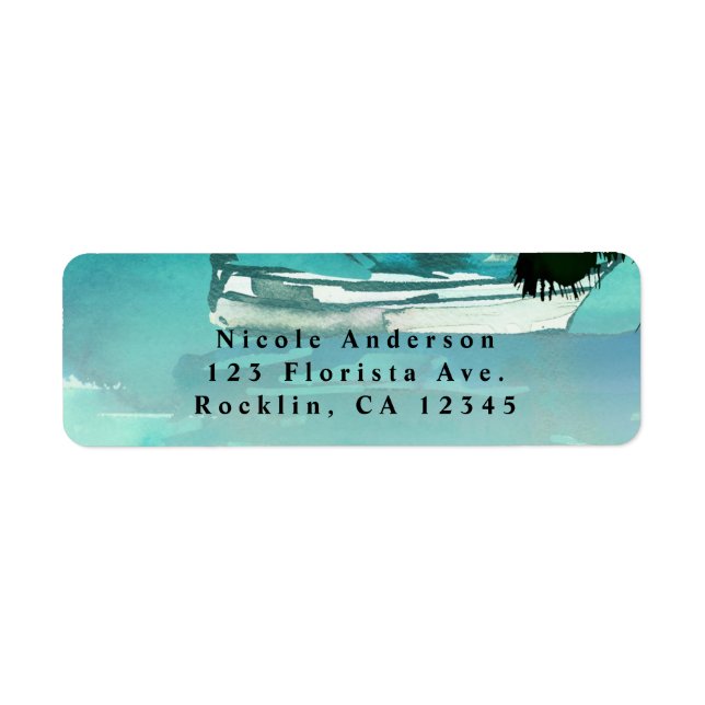 Étiquette Palmiers de voilier d'aquarelle et lumières de (Devant)