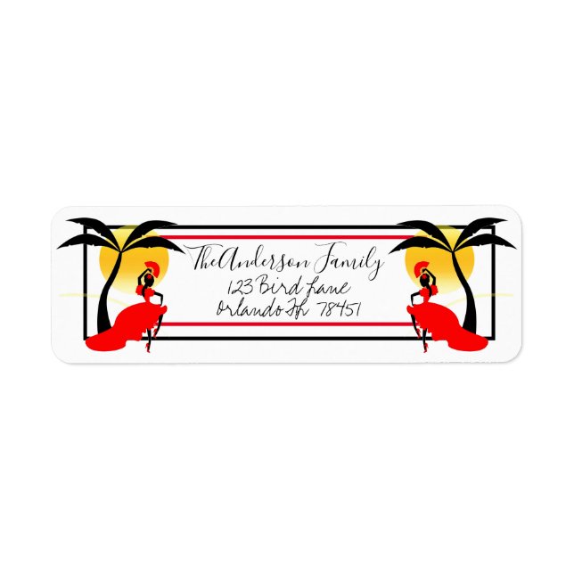 Étiquette Palmiers et danseur (Devant)