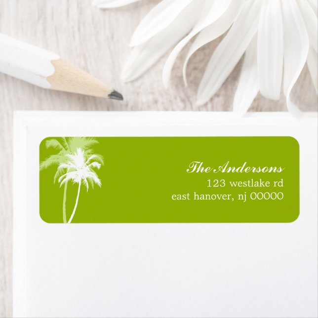 Étiquette Palmiers Plage tropicale Mariage (En situation)