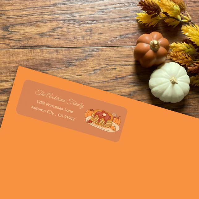 Étiquette Pancakes citrouilles épices Retour d'automne Étiqu (Pumpkin spice pancakes fall return address labels .)
