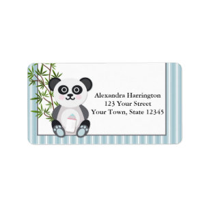 Étiquette Panda de bébé, rayures