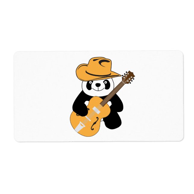 Étiquette Panda drôle avec guitare (Devant)
