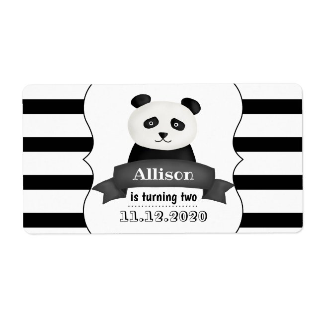 Étiquette Panda fête d'anniversaire (Devant)