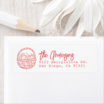 Panier de fraises dessinées à la main avec adresse