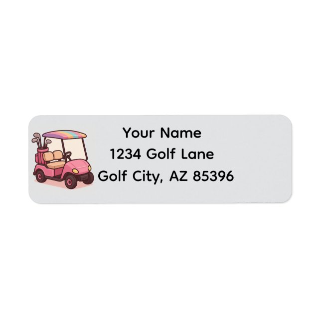 Étiquette Panier de golf rose personnalisé (Devant)