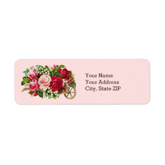 Étiquette Panier Rose vintage
