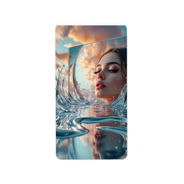 Étiquette panneau de miroirs flottants s'élève d'une mer cal (Devant)