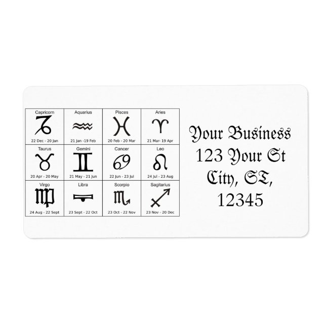 Étiquette Panneau solaire Zodiac Calendrier Astrologie Thund (Devant)