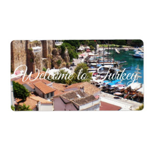 Étiquette Panorama de la vieille ville Kaleici d'Antalya