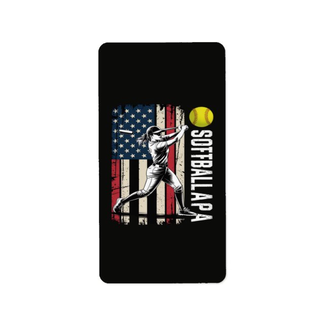 Étiquette Papa de softball Drapeau américain américain (Devant)