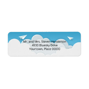 Étiquette Paper Airplane in the Clouds Return Address