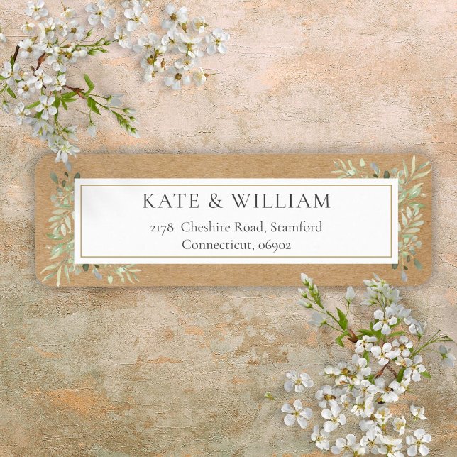 Étiquette Papeterie de Foliage Aquarelle Bohème Rustique Adr (Rustic Boho Greenery Watercolor Foliage Address Label)