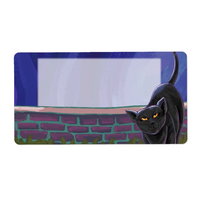 Étiquette Papeterie pour chat noir (Devant)