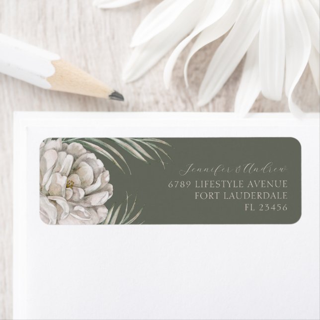 Étiquette Papier à en-tête Floral Aquarelle Rustique Vert  (En situation)