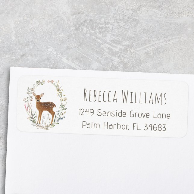 Étiquette Papier à lettre aquarelle Cerfs Forêt Rustique (Créateur téléchargé)