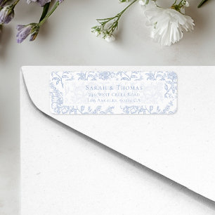 Étiquette Papier à lettre bleu de toile de Jouy à décor de c