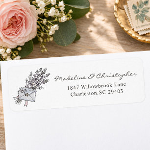 Étiquette Papier à Lettre de Retour d'Adresse avec Bouquet F