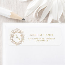 Papier à lettre de retour de mariage blanc et or m