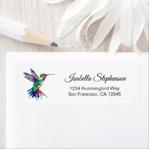 Étiquette Papier à lettre élégant à l'aquarelle de colibri