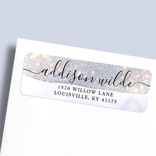 Étiquette Papier à lettre holographique violet pailleté luxe