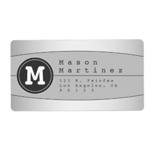 Étiquette Papier à lettre monogrammé moderne à motif géométr