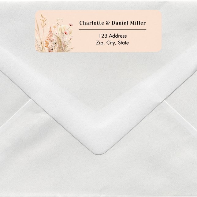 Étiquette Papier à lettre rose pêche fleur sauvage (Créateur téléchargé)