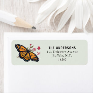 Étiquette Papier à lettre vintage papillon monarque orange p