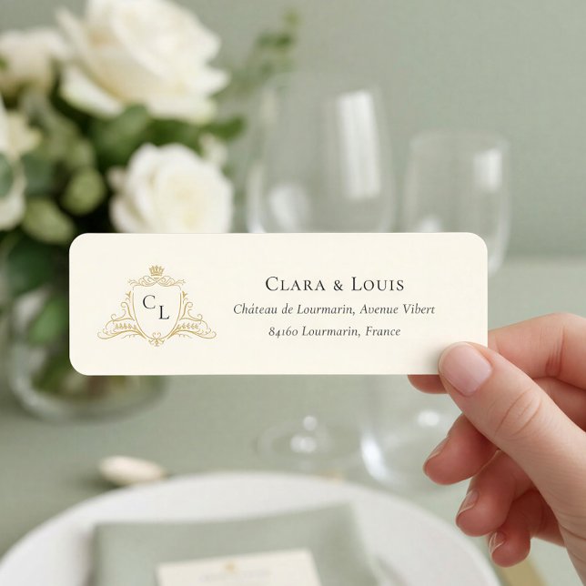 Étiquette Papier à lettres de retour de mariage Monogramme d (Créateur téléchargé)