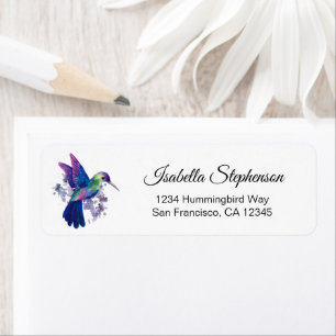 Étiquette Papier à lettres élégant à l'aquarelle de colibri