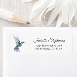 Étiquette Papier à lettres élégant à l'aquarelle de colibri