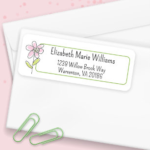 Étiquette Papier à lettres Fleur Rose Minimaliste