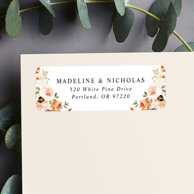 Étiquette Papier Aquarelle Floral Rustique d'Automne Adresse (Créateur téléchargé)