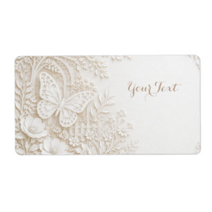 Étiquette Papier découpé élégant papillon avec cadre floral