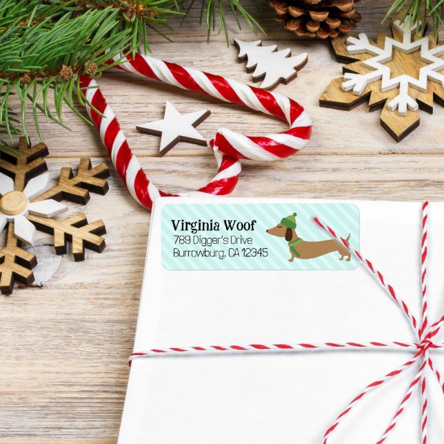 Étiquette Papier d'enveloppement de Noël Dachshund Flammes d (Dachshund Christmas address labels)