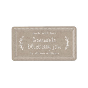 Étiquette Papier Kraft de confiture de bleuet rustique fait