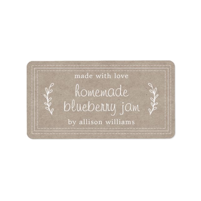 Étiquette Papier Kraft de confiture de bleuet rustique fait  (Devant)