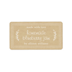 Étiquette Papier Kraft de confiture de bleuet rustique fait