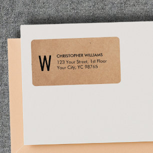 Étiquette Papier Kraft Élégant Simple Monogramme Entreprise