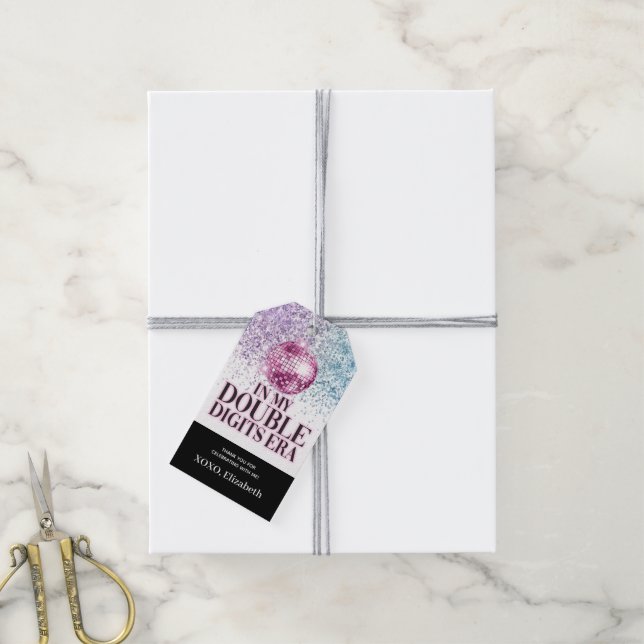 Étiquette Papier Pailleté Tendance Disco Double Ch (Avec de la ficelle)