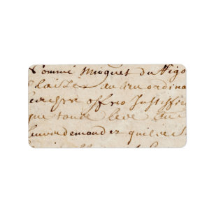 Étiquette papier parcheminé grunge de manuscrit français