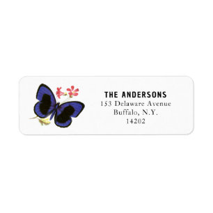 Étiquette Papillon bleu vintage Victorian Fine Art Adresse