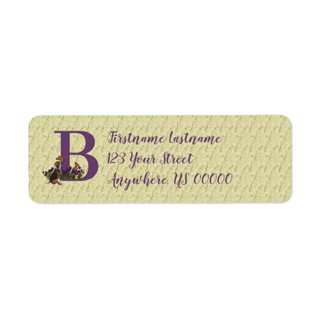 Étiquette Papillon de chiot Beagle Monogramme Initiale B Adr (Devant)