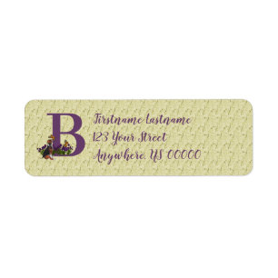 Étiquette Papillon de chiot monogramme initiale B adresse de