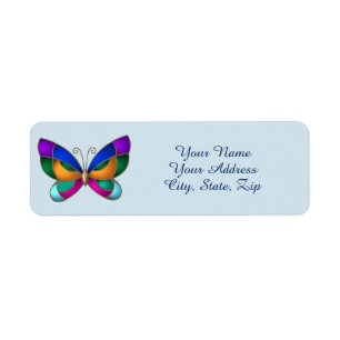 Étiquette Papillon en verre souillé