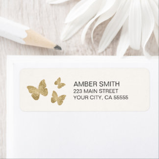 Étiquette Papillon Gold Foil Look Nature