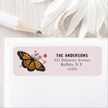 Papillon Monarque Orange Vintage Adresse de Retour